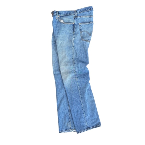 Levis 501 Straight Fit Denim Jeans 36 x 32 Stone Washed Blue Y2K Distressed - Picture 3 of 15